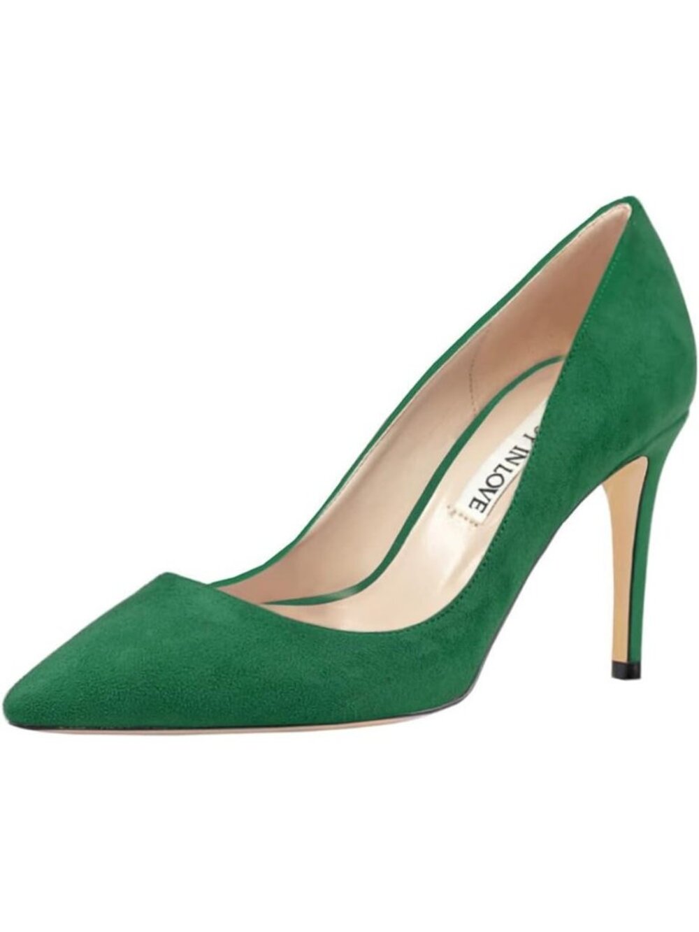 Women's Green Suede Closed Pointed Toe High Heel Pump Slip On Party Dress Shoes